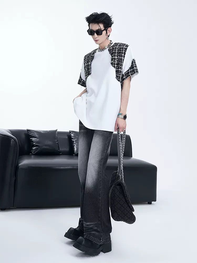 Spliced Parisian Style T-Shirt Korean Street Fashion T-Shirt By Slim Black Shop Online at OH Vault