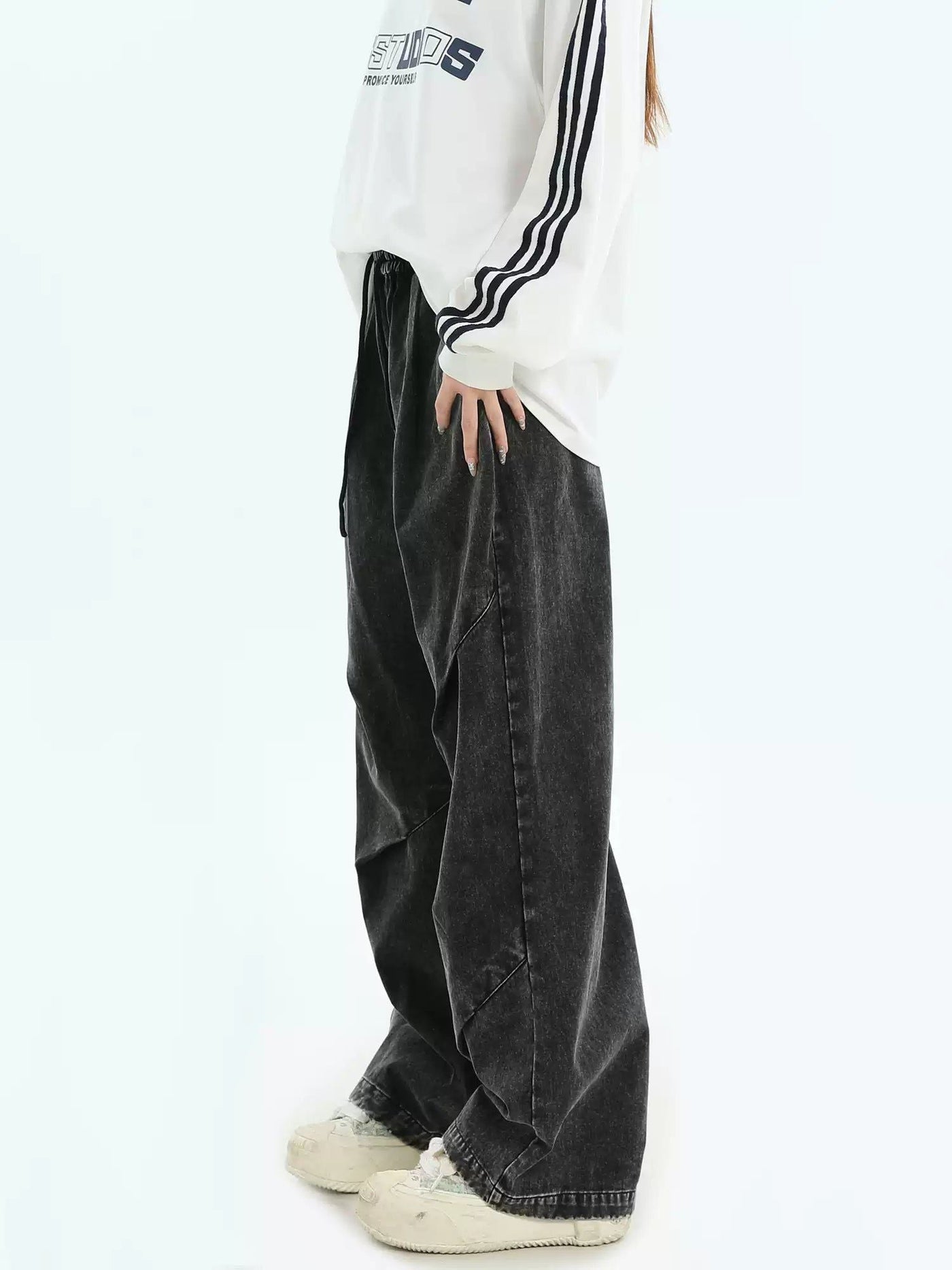 Washed Pleated Bootcut Jeans Korean Street Fashion Jeans By INS Korea Shop Online at OH Vault