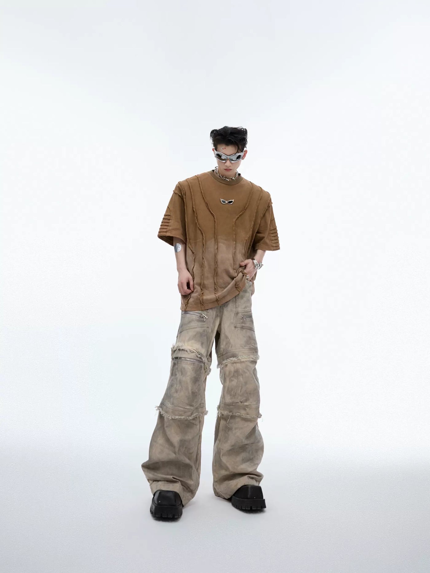 Tie-Dyed Raw Edge Cargo Pants Korean Street Fashion Pants By Argue Culture Shop Online at OH Vault