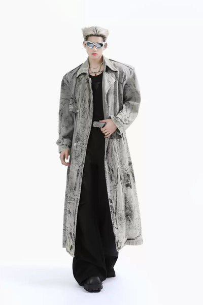 Washed Tie-Dyed Long Coat Korean Street Fashion Long Coat By Turn Tide Shop Online at OH Vault