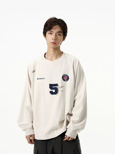 Number Print Comfty Crewneck Korean Street Fashion Crewneck By 77Flight Shop Online at OH Vault