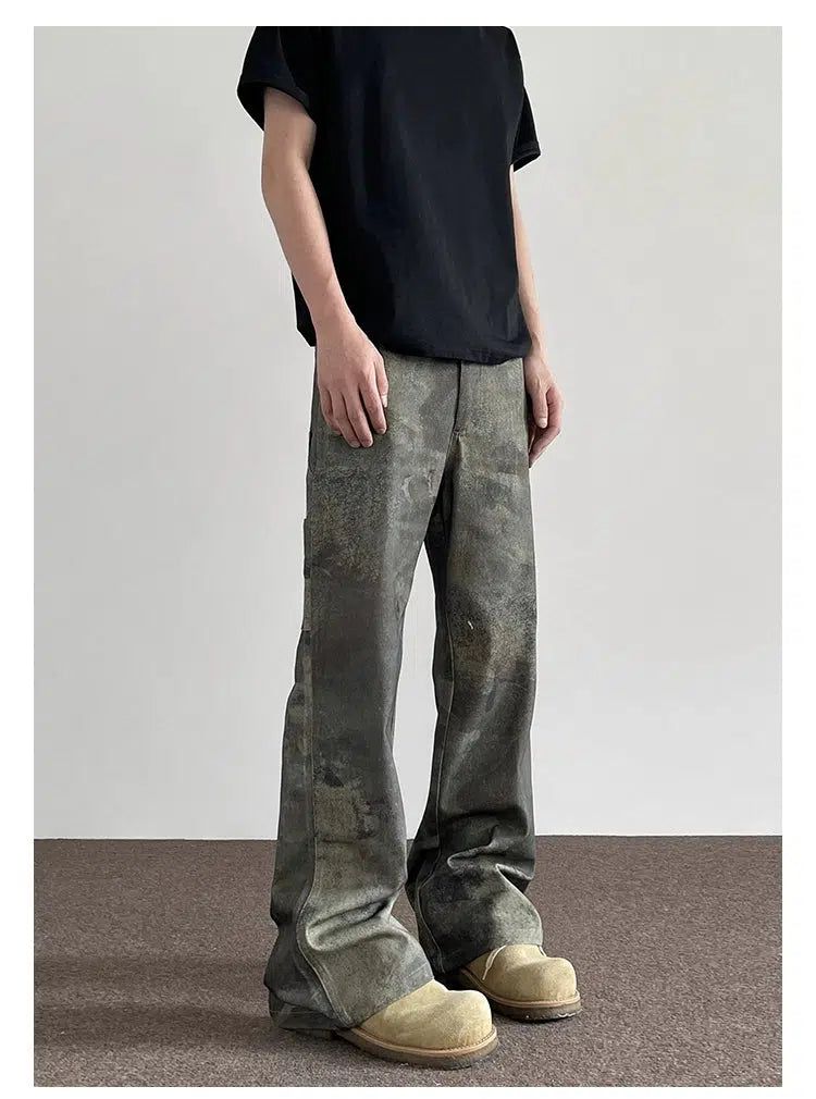 Old Camouflage Slim Fit Jeans Korean Street Fashion Jeans By A PUEE Shop Online at OH Vault