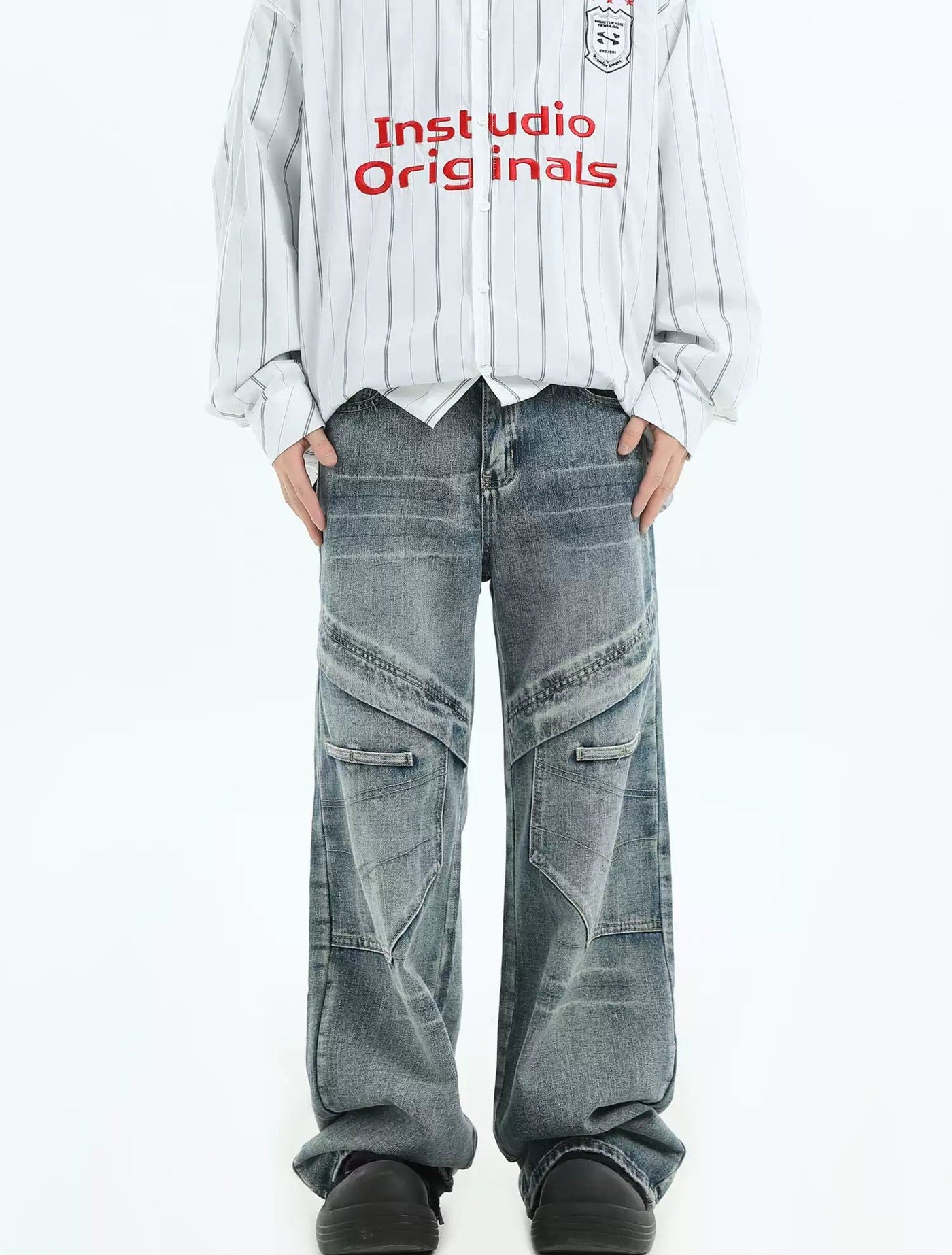 Multi-Seams Bootcut Jeans Korean Street Fashion Jeans By INS Korea Shop Online at OH Vault