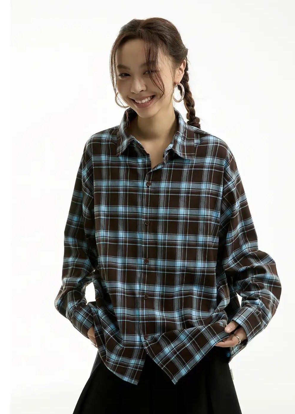 Casual Relaxed Fit Plaid Shirt Korean Street Fashion Shirt By Funky Fun Shop Online at OH Vault