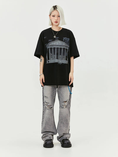 Architecture Graphic Print T-Shirt Korean Street Fashion T-Shirt By Made Extreme Shop Online at OH Vault