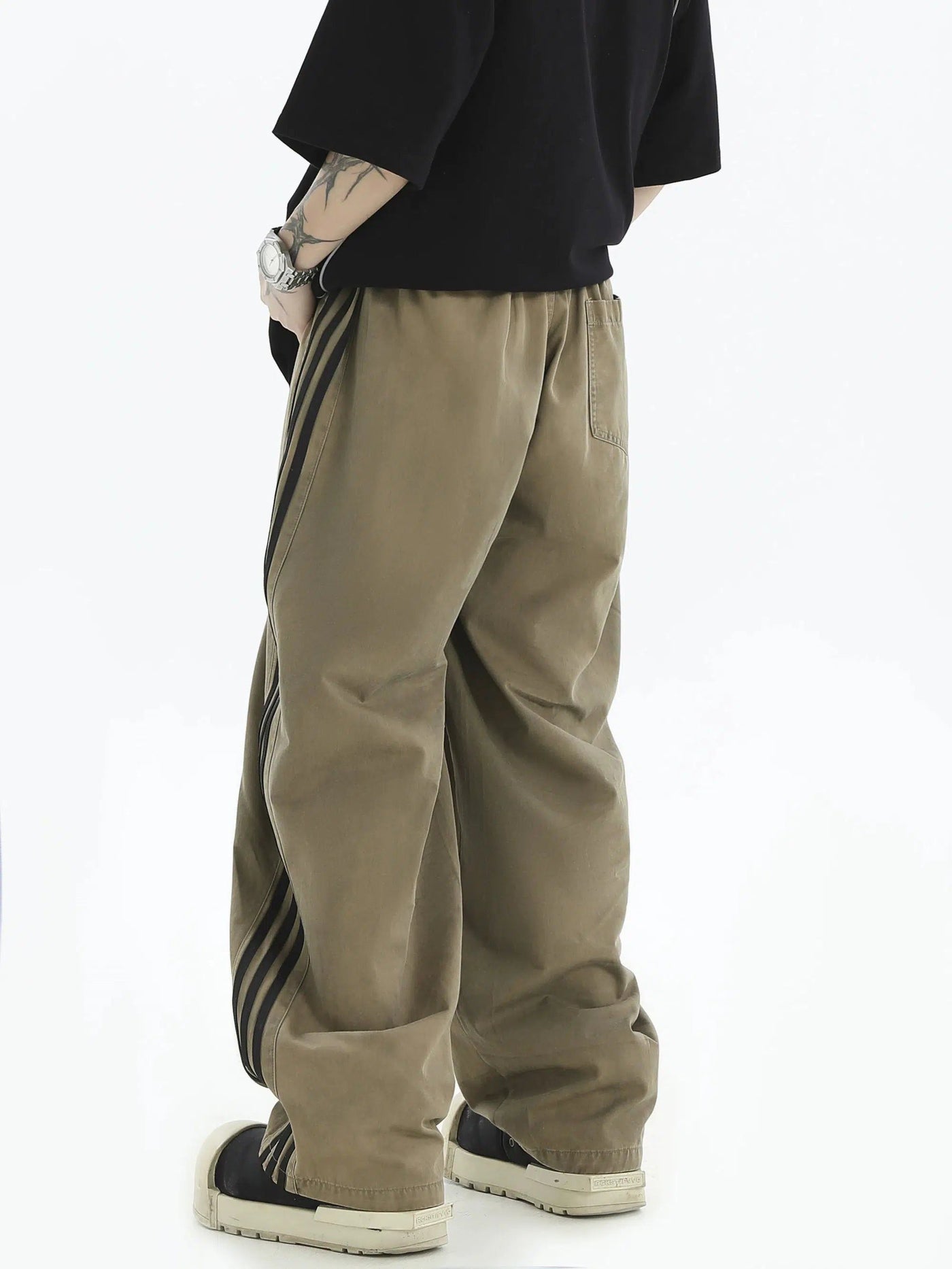 Drawstring Three-Stripes Pants Korean Street Fashion Pants By INS Korea Shop Online at OH Vault