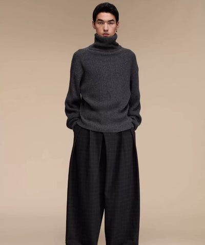 Structured Pleated Plaid Wide Pants Korean Street Fashion Pants By Opicloth Shop Online at OH Vault