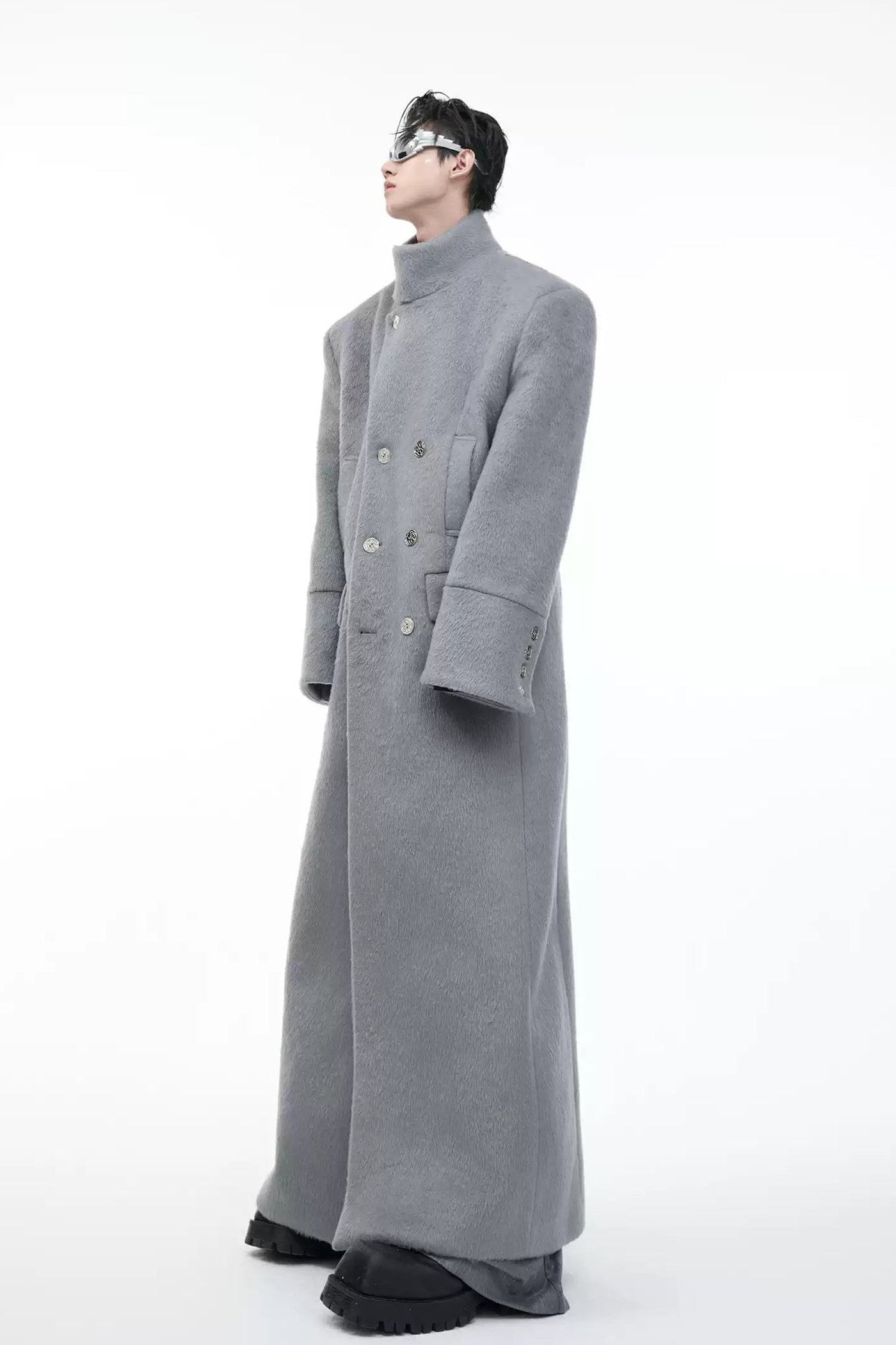 Classic Stand Collar Long Coat Korean Street Fashion Long Coat By Argue Culture Shop Online at OH Vault