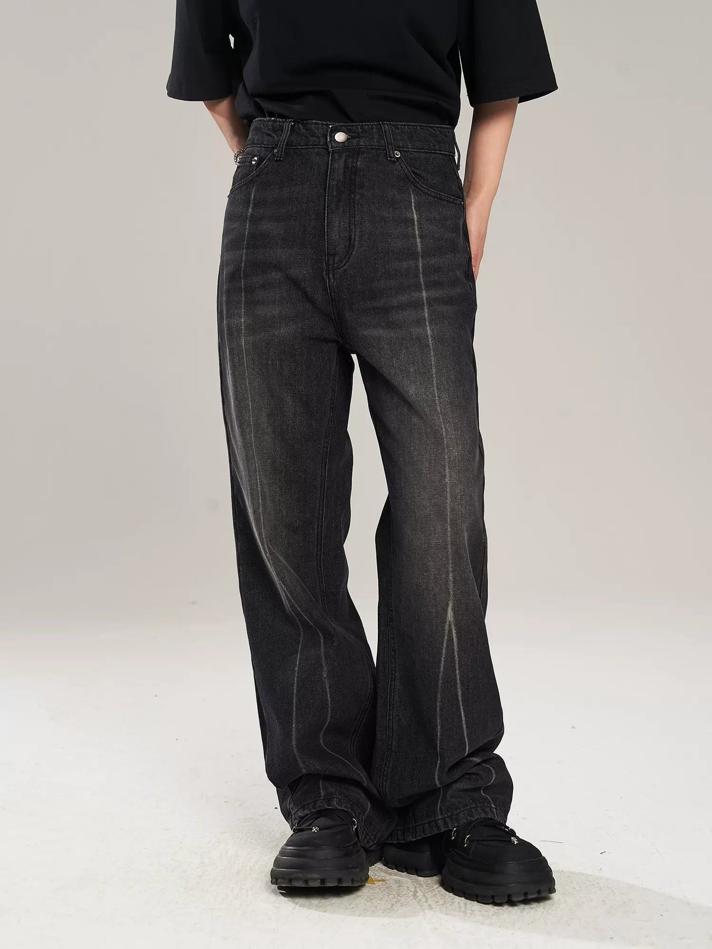 Thin Line Detail Jeans Korean Street Fashion Jeans By New Start Shop Online at OH Vault