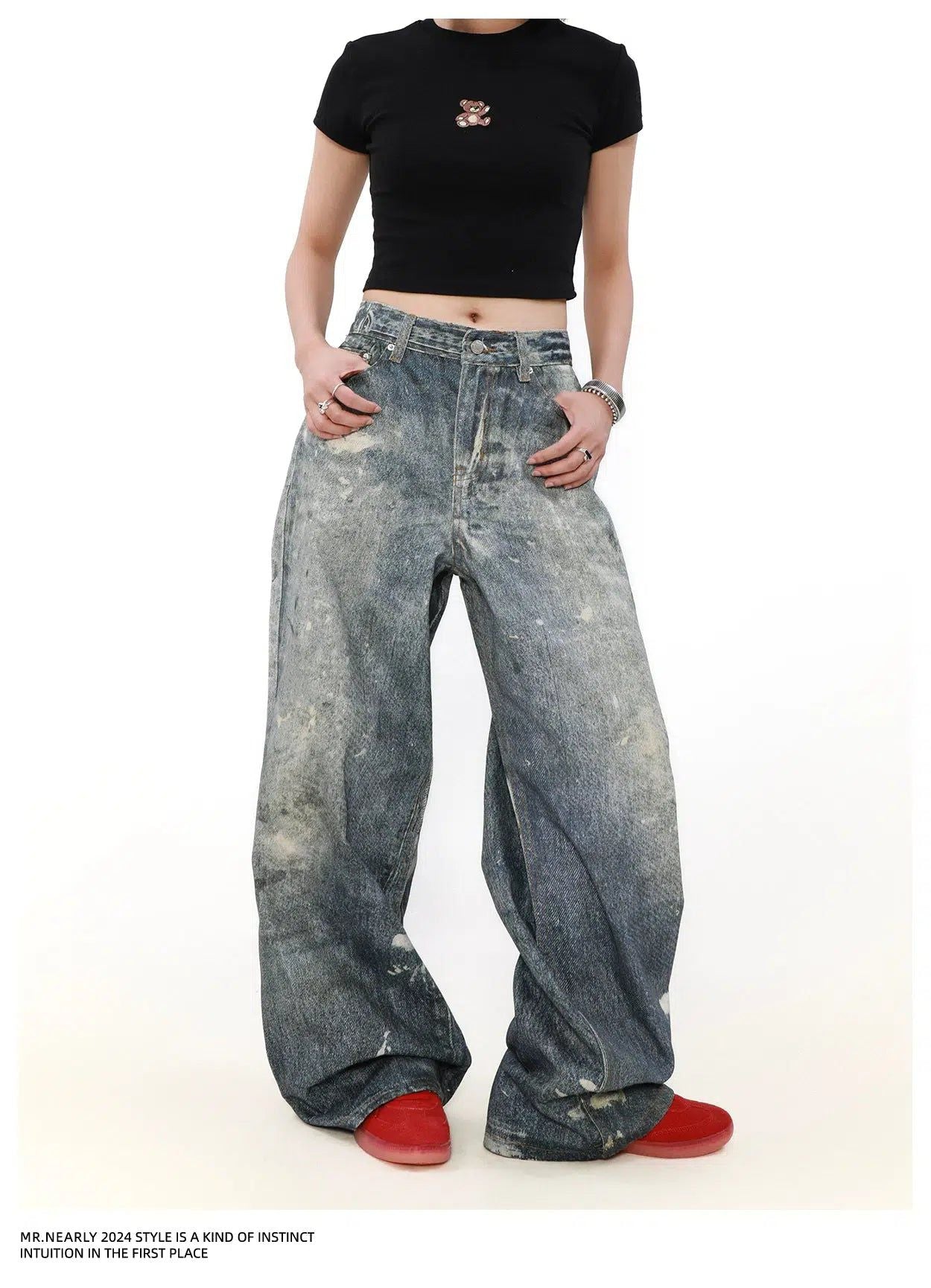 Faded Ink-Splash Jeans Korean Street Fashion Jeans By Mr Nearly Shop Online at OH Vault