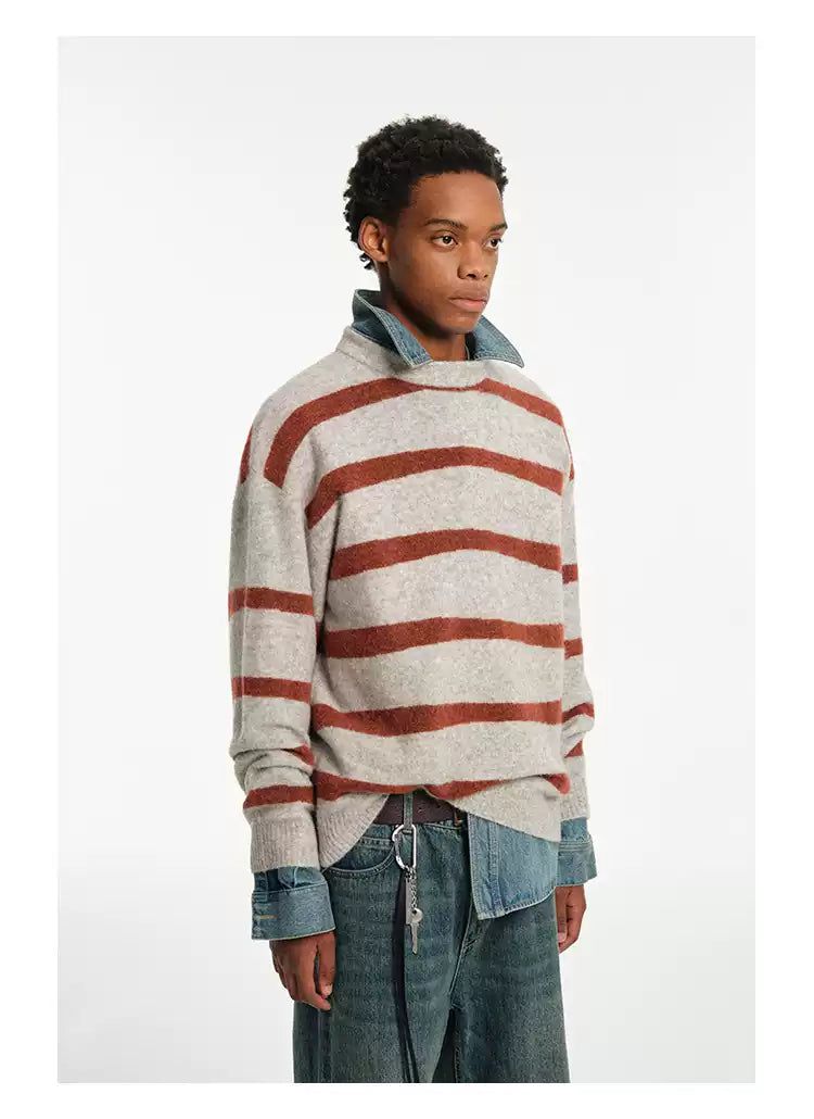 Contrast Stripes Regular Fit Sweater Korean Street Fashion Sweater By NANS Shop Online at OH Vault