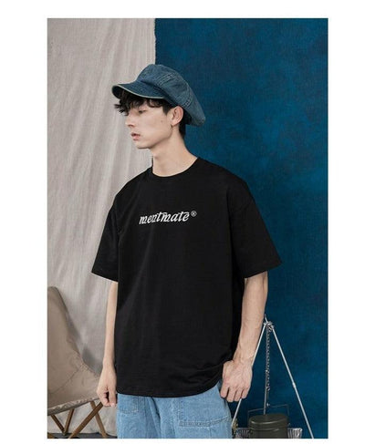 Contrast Logo Print T-Shirt Korean Street Fashion T-Shirt By Mentmate Shop Online at OH Vault