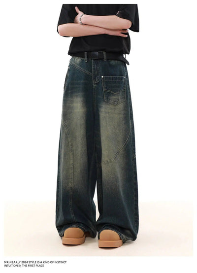 Asymmetric Washed Jeans Korean Street Fashion Jeans By Mr Nearly Shop Online at OH Vault