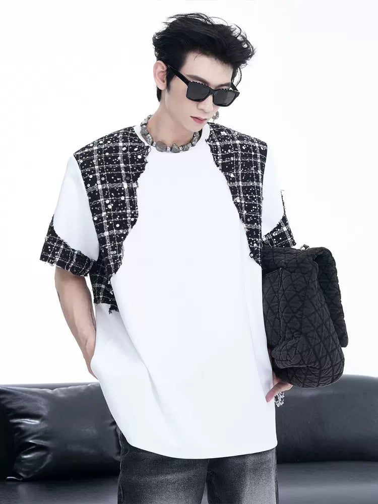 Spliced Parisian Style T-Shirt Korean Street Fashion T-Shirt By Slim Black Shop Online at OH Vault