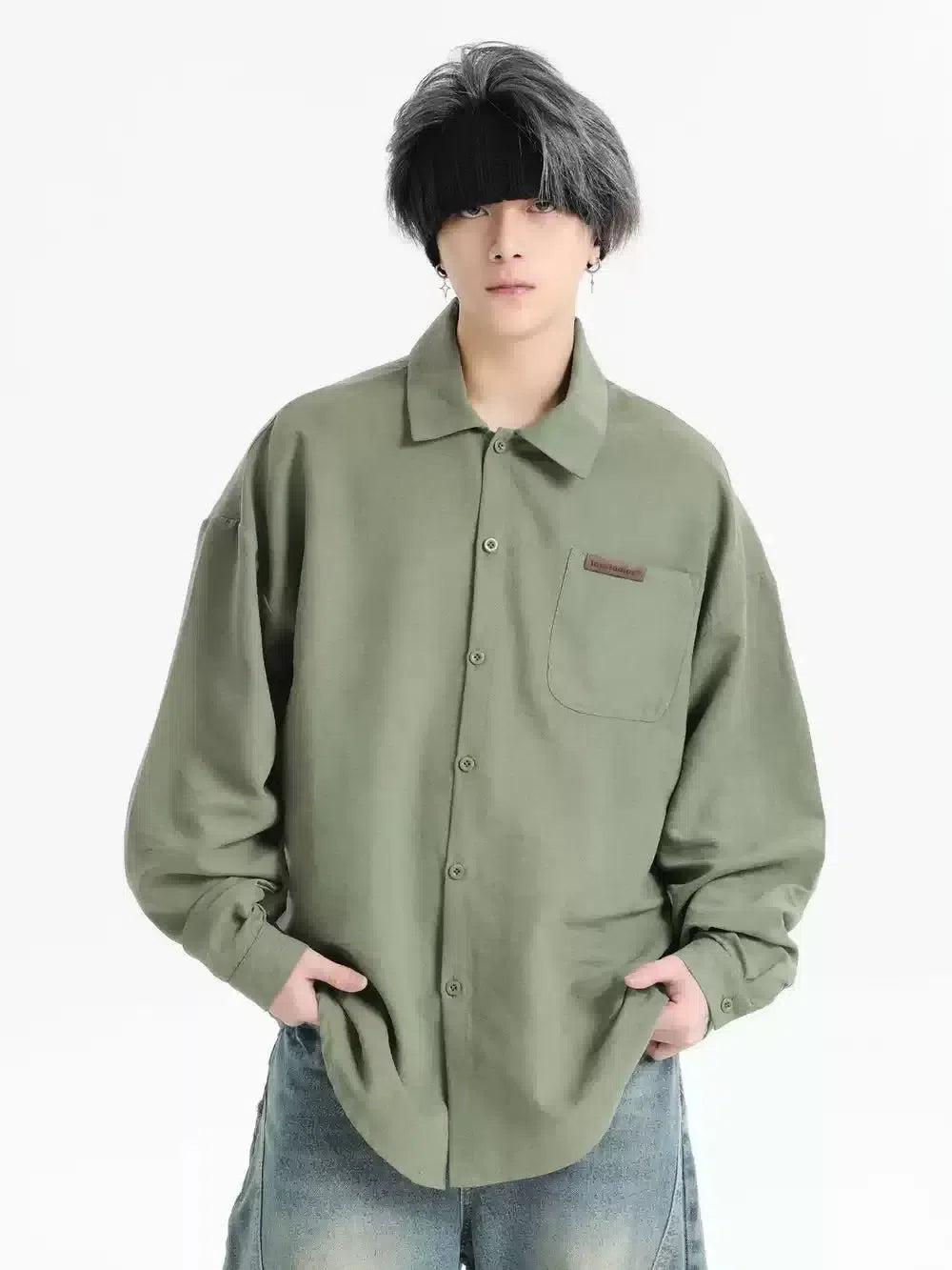 Front Pocket Casual Shirt Korean Street Fashion Shirt By INS Korea Shop Online at OH Vault