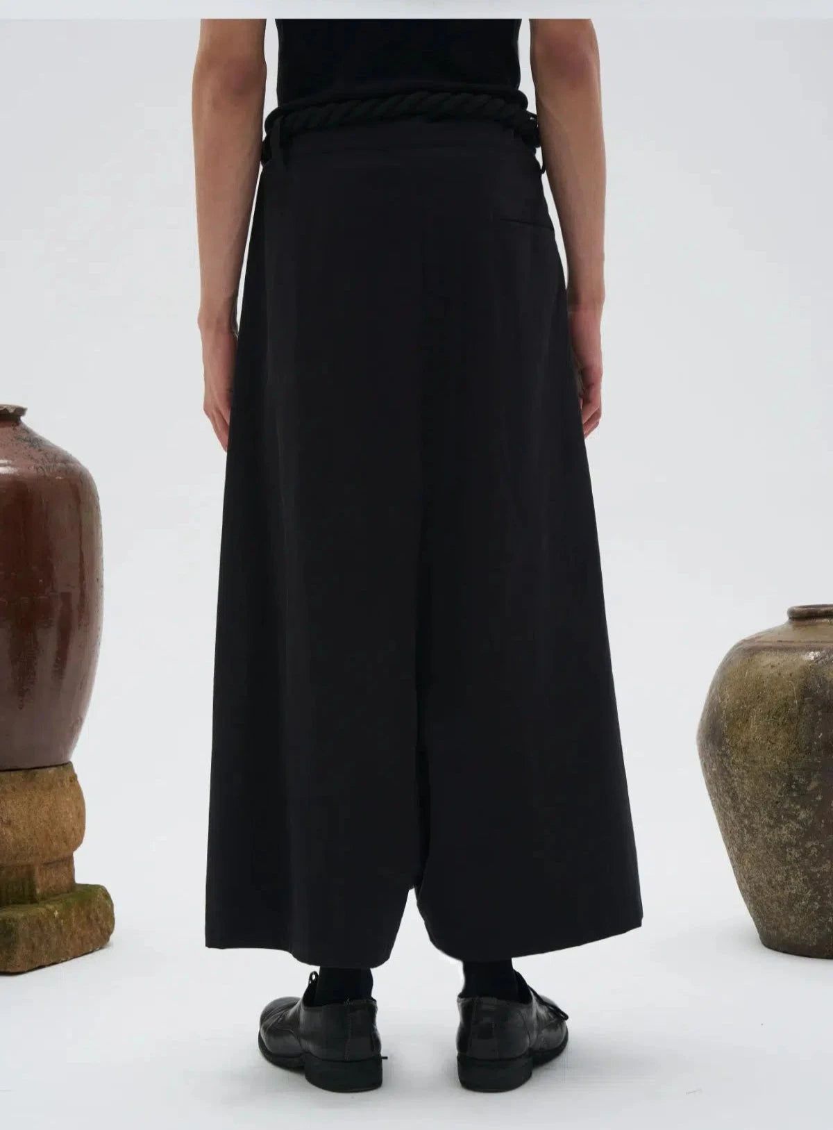 Rope Belt Wide Cropped Trousers Korean Street Fashion Trousers By 7440 37 1 Shop Online at OH Vault