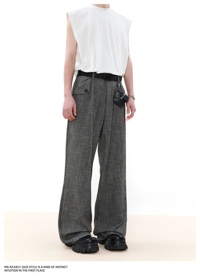 Flap Pocket Textured Trousers Korean Street Fashion Trousers By Mr Nearly Shop Online at OH Vault