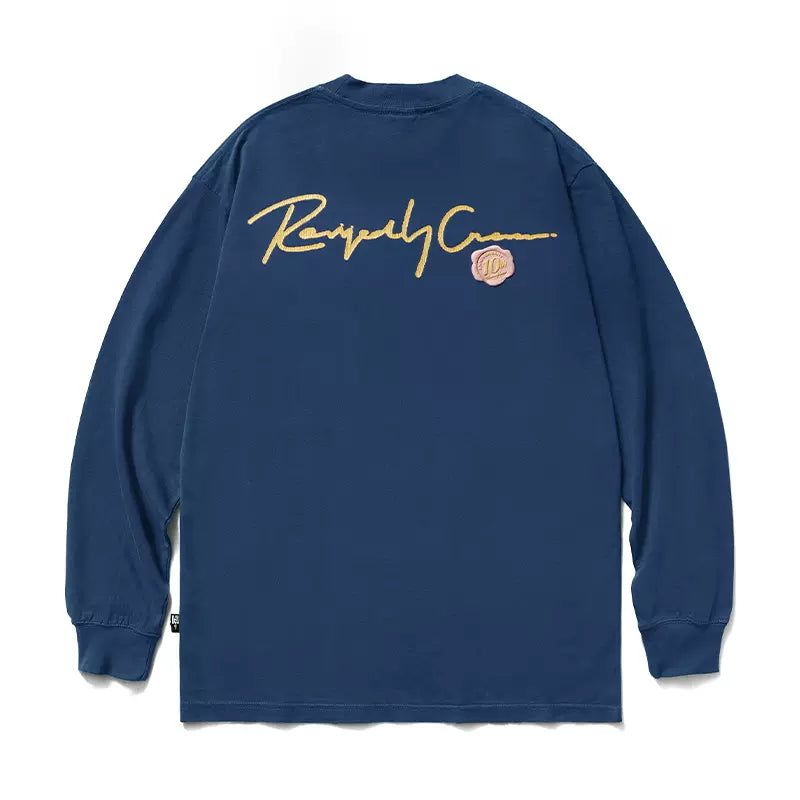 Cursive Logo Long Sleeve T-Shirt Korean Street Fashion T-Shirt By Remedy Shop Online at OH Vault