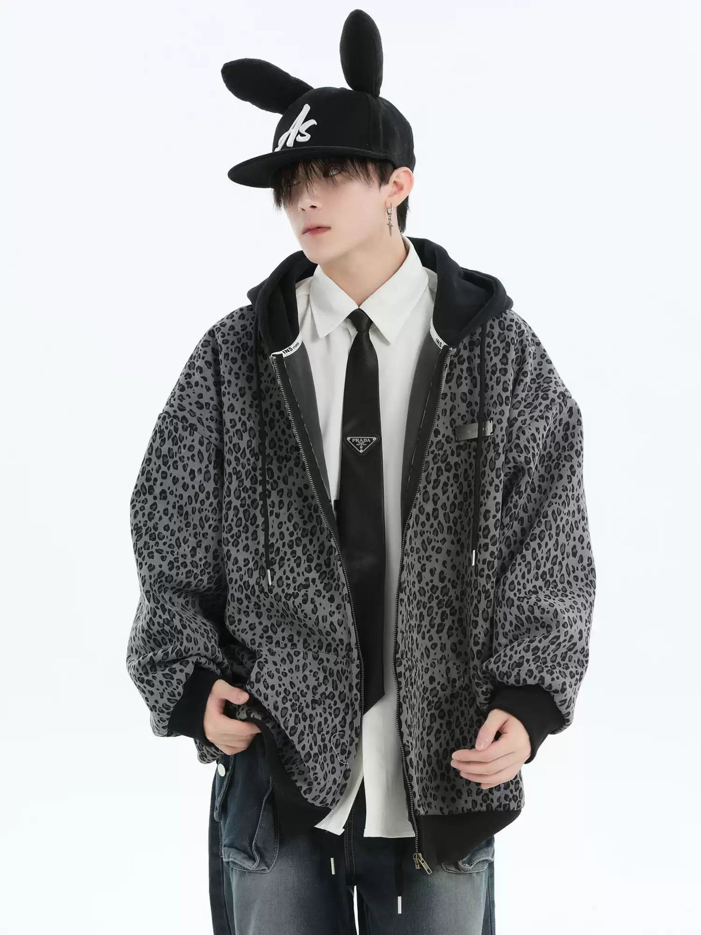 Animal Print Zipped Hoodie Korean Street Fashion Hoodie By INS Korea Shop Online at OH Vault