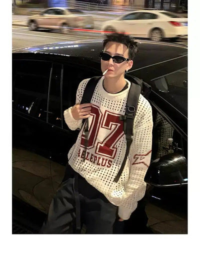 College Style Hollowed Sweater Korean Street Fashion Sweater By Poikilotherm Shop Online at OH Vault