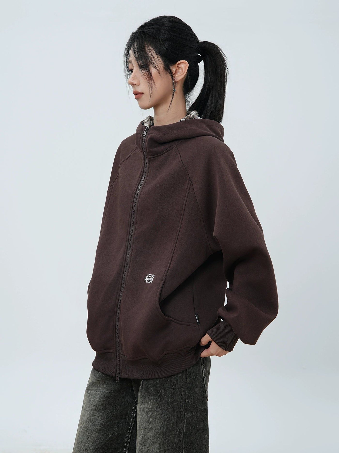 Zipped Inside Plaid Hoodie Korean Street Fashion Hoodie By Jump Next Shop Online at OH Vault