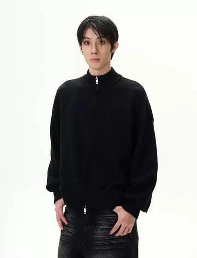 Chic Ribbed & Zipped Sweater Korean Street Fashion Sweater By 77Flight Shop Online at OH Vault