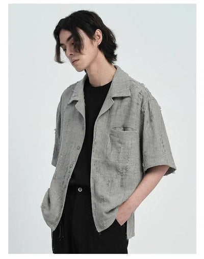 Distressed Texture Shirt Korean Street Fashion Shirt By CATSSTAC Shop Online at OH Vault