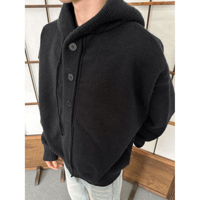 Cozy Half-Buttons Knitted Hoodie Korean Street Fashion Hoodie By Made Extreme Shop Online at OH Vault