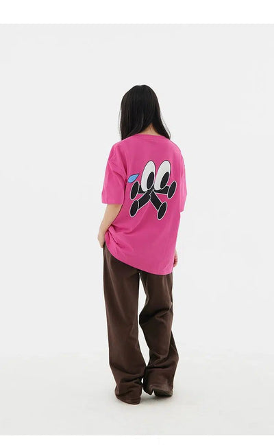 Logo Cartoon Print T-Shirt Korean Street Fashion T-Shirt By Crying Center Shop Online at OH Vault