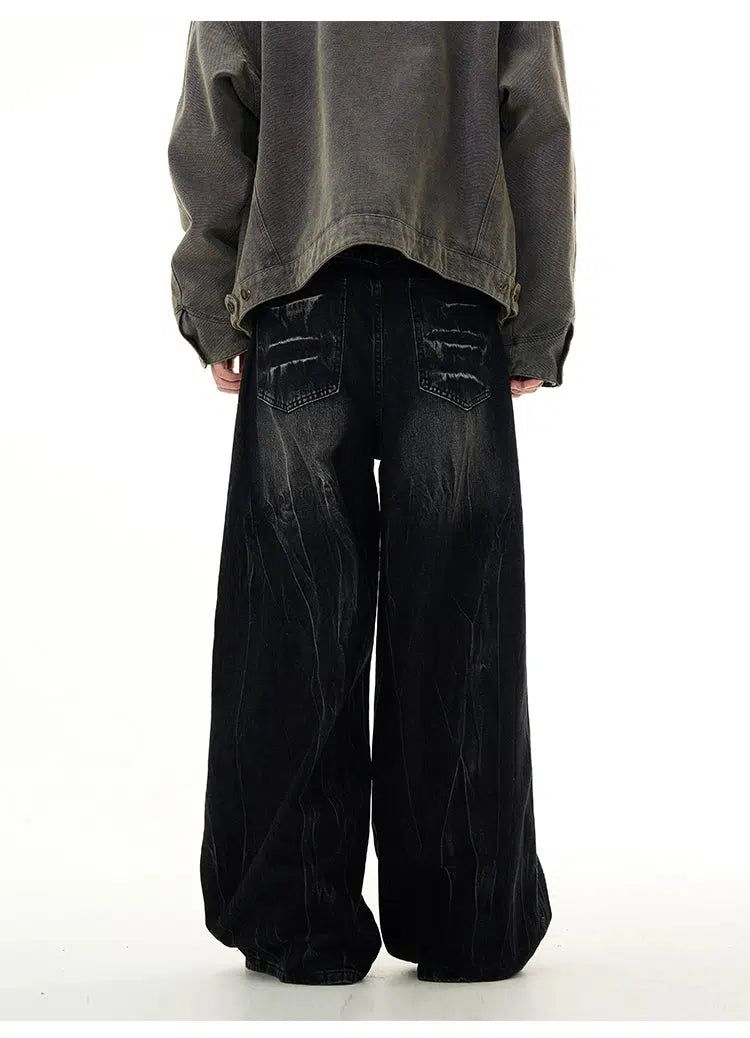 Lightning Pattern Wide Jeans Korean Street Fashion Jeans By 77Flight Shop Online at OH Vault