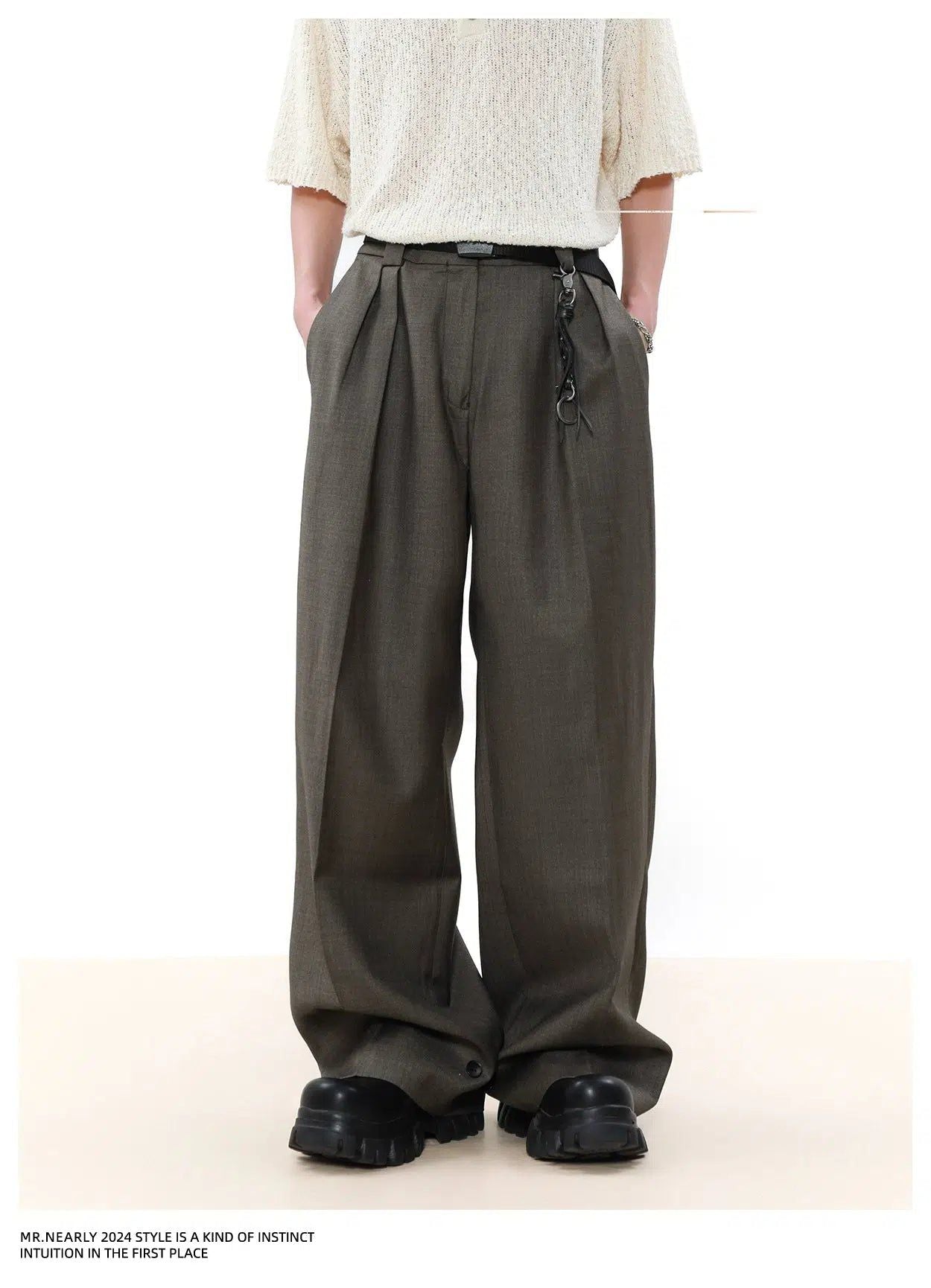 Drape Pleated Trousers Korean Street Fashion Trousers By Mr Nearly Shop Online at OH Vault