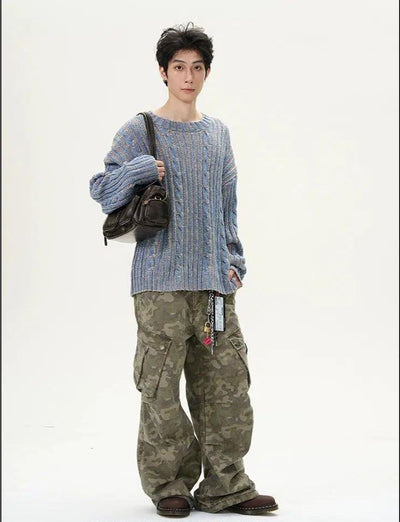 Faded Pleats Camouflage Cargo Pants Korean Street Fashion Pants By 77Flight Shop Online at OH Vault