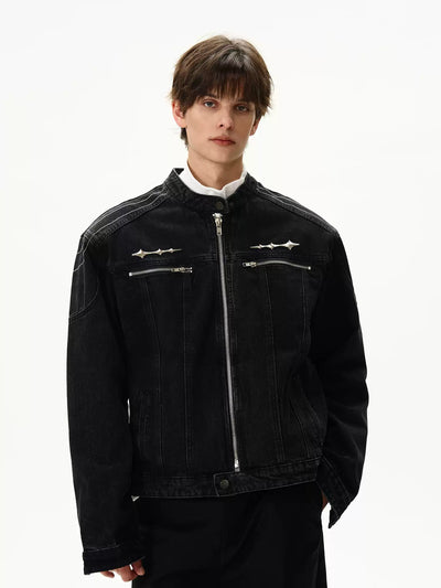 Metallic Zipped Harrington Jacket Korean Street Fashion Jacket By MaxDstr Shop Online at OH Vault