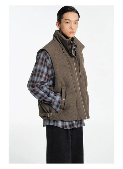 Basic Stand Collar Down Vest Korean Street Fashion Vest By NANS Shop Online at OH Vault