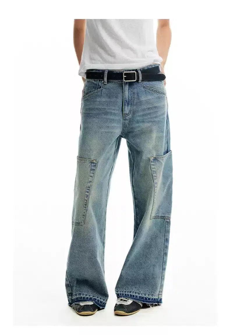 Washed & Faded Cargo Jeans Korean Street Fashion Jeans By Conp Conp Shop Online at OH Vault