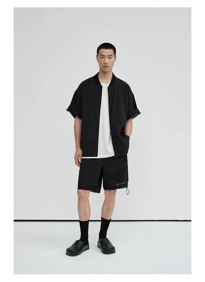 UV Protection Spliced Mesh Zipped Shirt Korean Street Fashion Shirt By NANS Shop Online at OH Vault