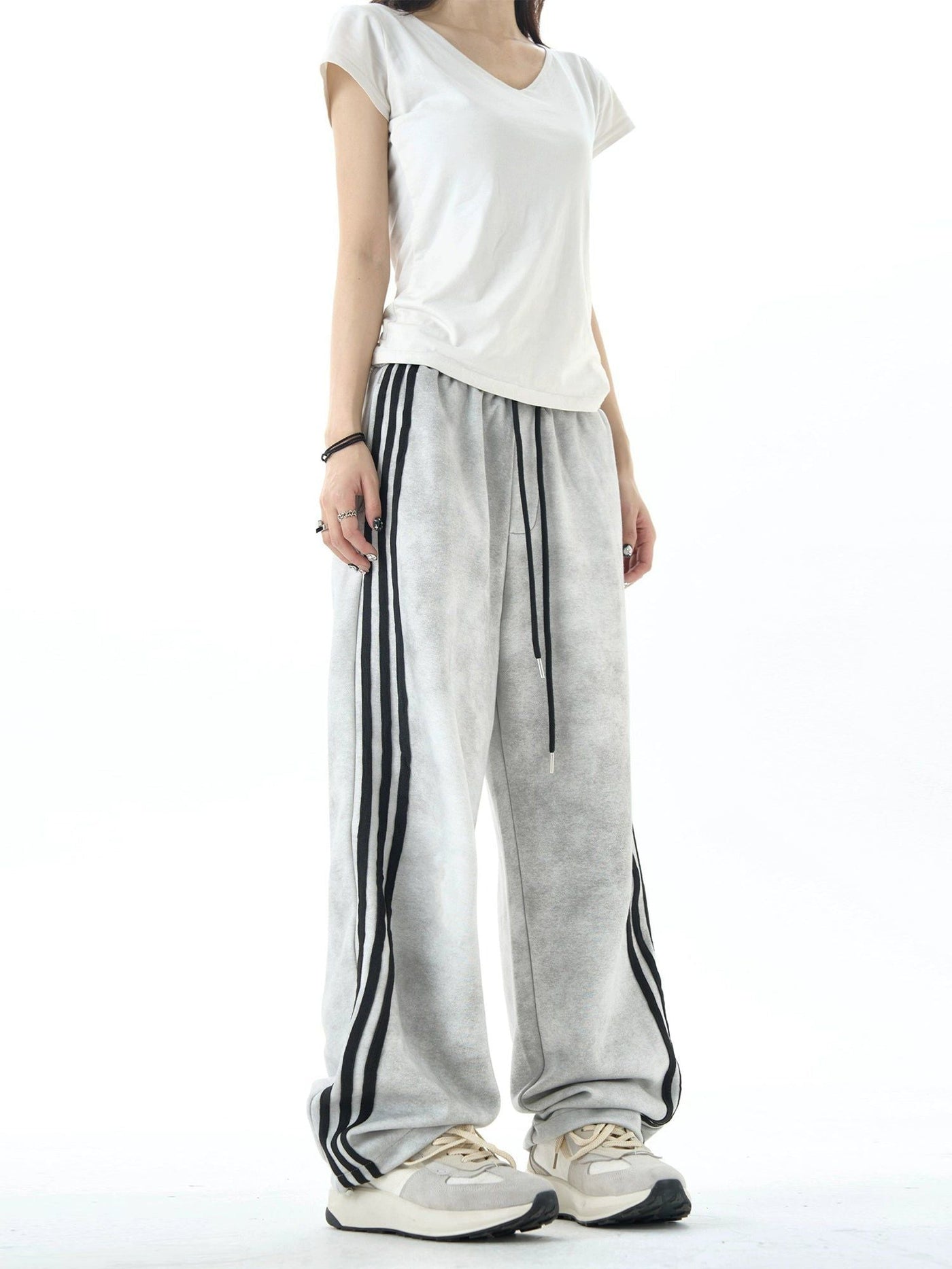 Charcoal Side Stripes Sweatpants Korean Street Fashion Pants By MaxDstr Shop Online at OH Vault