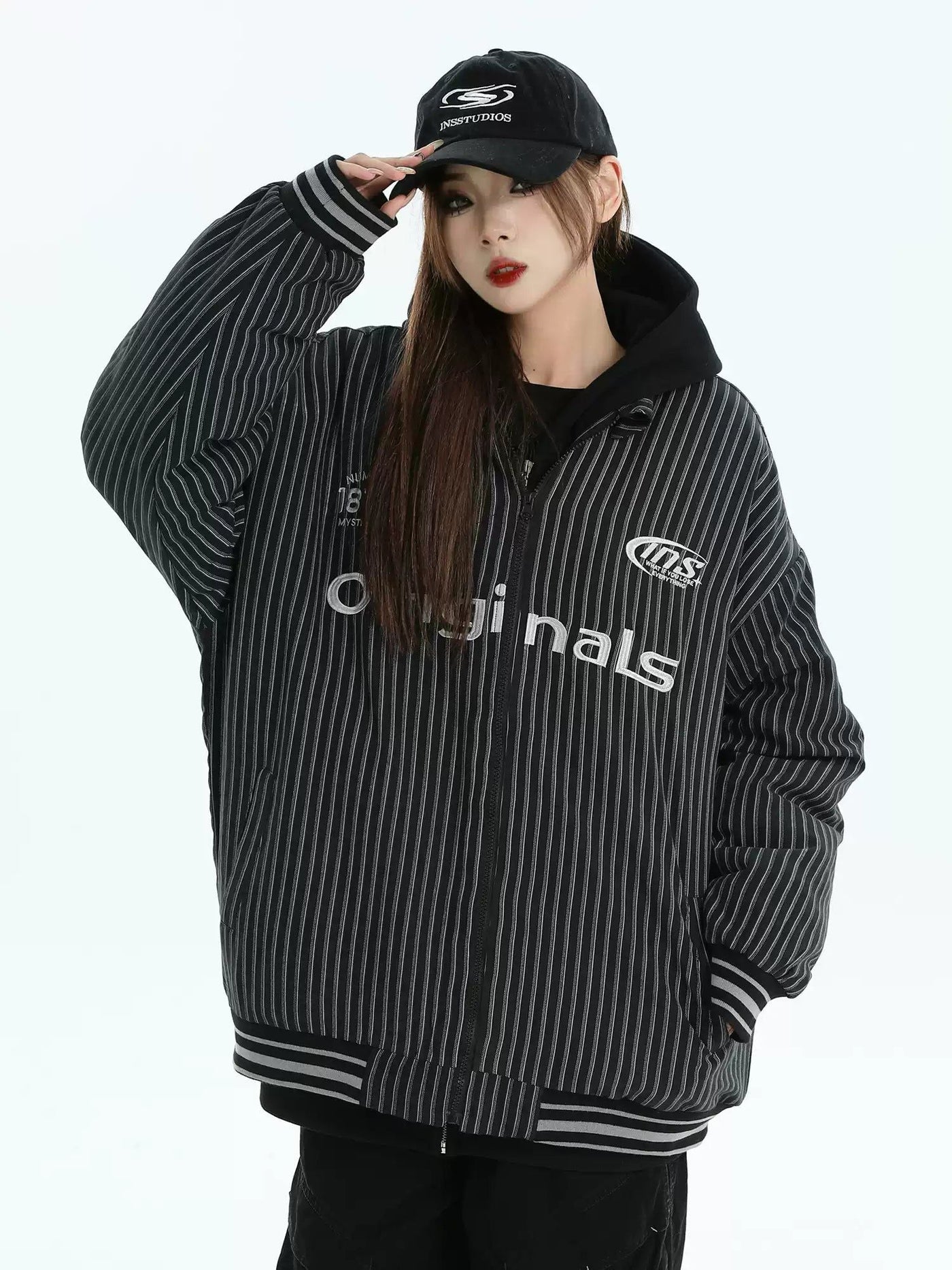 Originals Text Striped Jacket Korean Street Fashion Jacket By INS Korea Shop Online at OH Vault