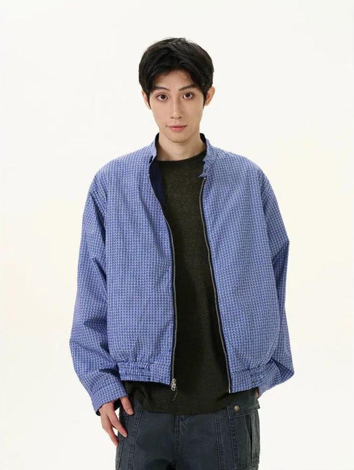 Plain & Plaid Reversible Jacket Korean Street Fashion Jacket By 77Flight Shop Online at OH Vault