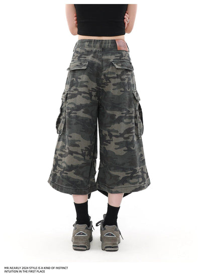 Oversized Faded Camo Cargo Shorts Korean Street Fashion Shorts By Mr Nearly Shop Online at OH Vault