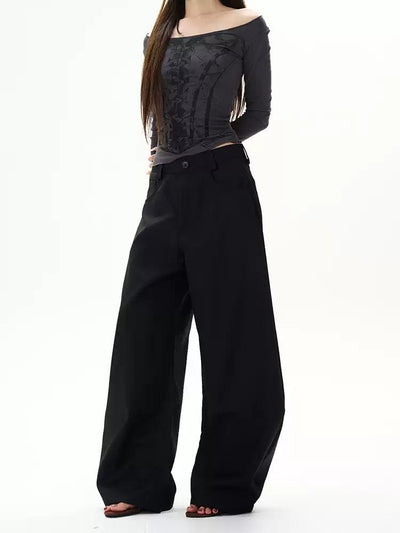 Casual Wide Scimitar Trousers Korean Street Fashion Trousers By 77Flight Shop Online at OH Vault