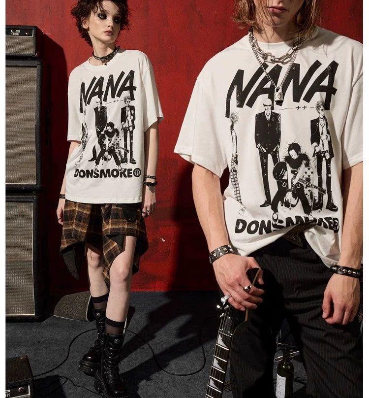 B&W Nana Graphic Print T-Shirt Korean Street Fashion T-Shirt By Donsmoke Shop Online at OH Vault