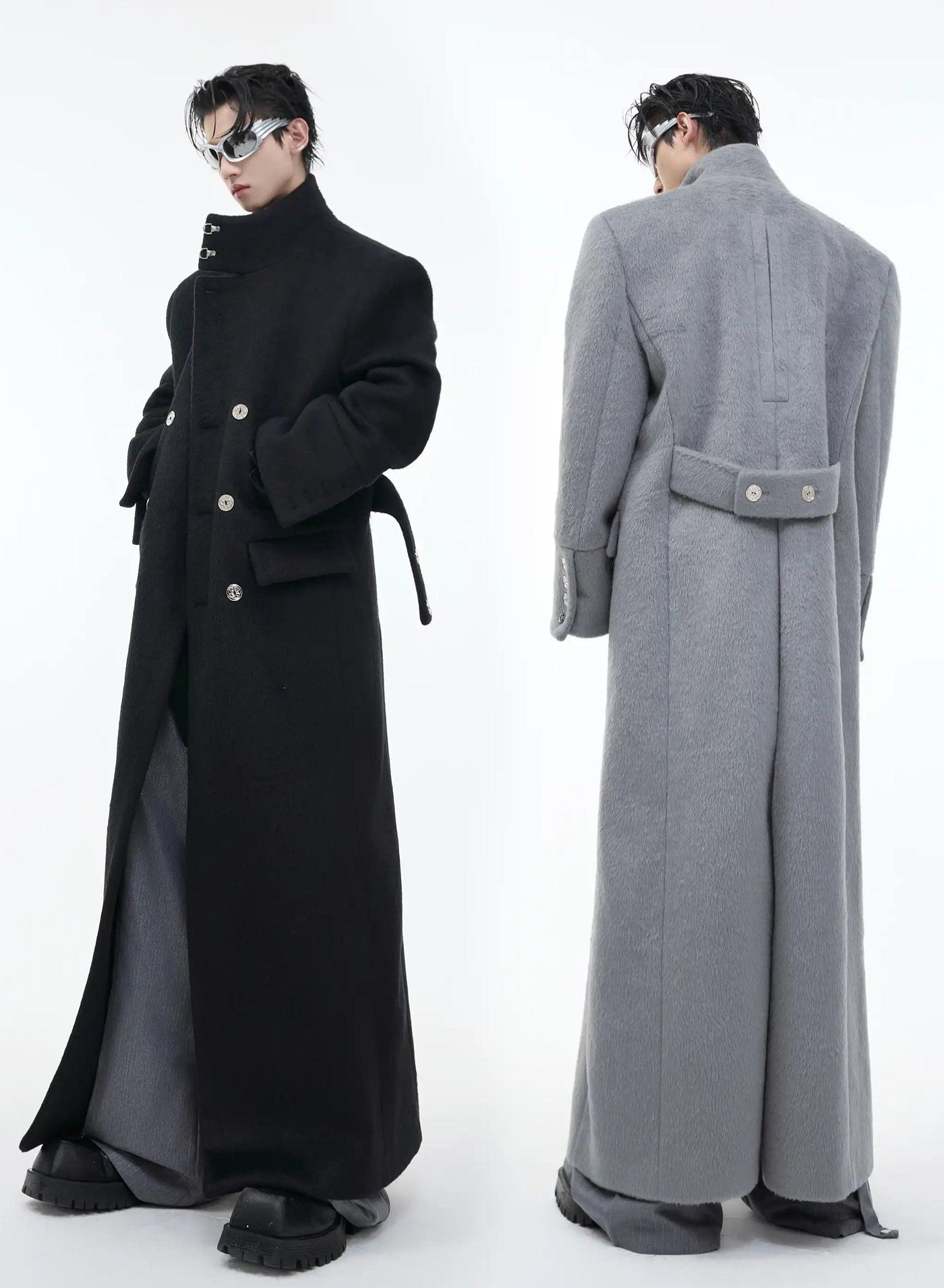 Classic Stand Collar Long Coat Korean Street Fashion Long Coat By Argue Culture Shop Online at OH Vault