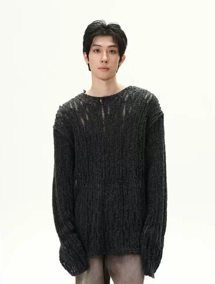 Hollow Twisted Knit Sweater Korean Street Fashion Sweater By 77Flight Shop Online at OH Vault