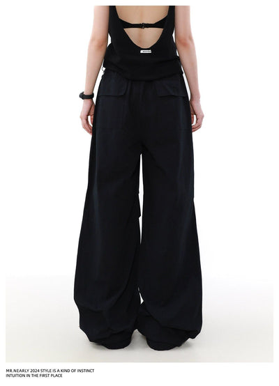 Slant Pocket Pleated Parachute Pants Korean Street Fashion Pants By Mr Nearly Shop Online at OH Vault