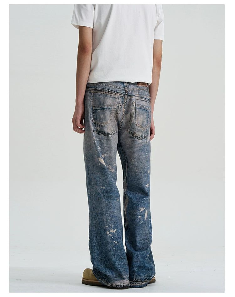 Paint-Splash Flared Jeans Korean Street Fashion Jeans By A PUEE Shop Online at OH Vault