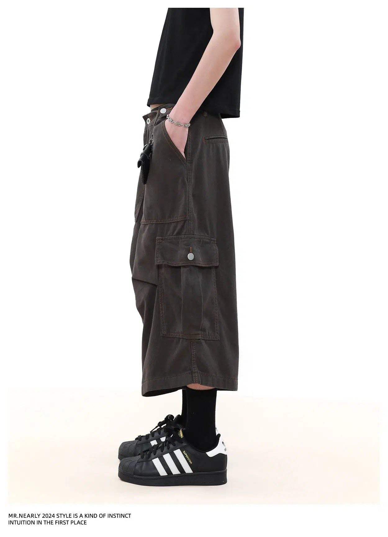 Clean Fit Pleats Cargo Shorts Korean Street Fashion Shorts By Mr Nearly Shop Online at OH Vault