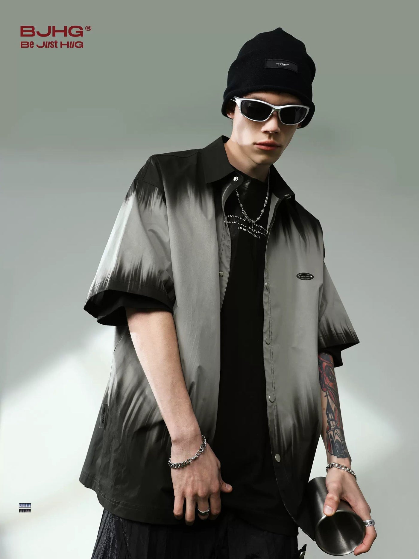 Spliced Duotone Detail Shirt Korean Street Fashion Shirt By BE Just Hug Shop Online at OH Vault