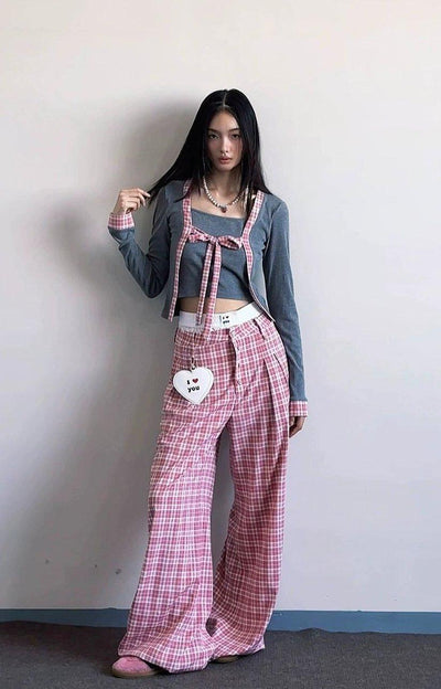 Casual Plaid Buttoned Pants Korean Street Fashion Pants By ETERNITY ITA Shop Online at OH Vault