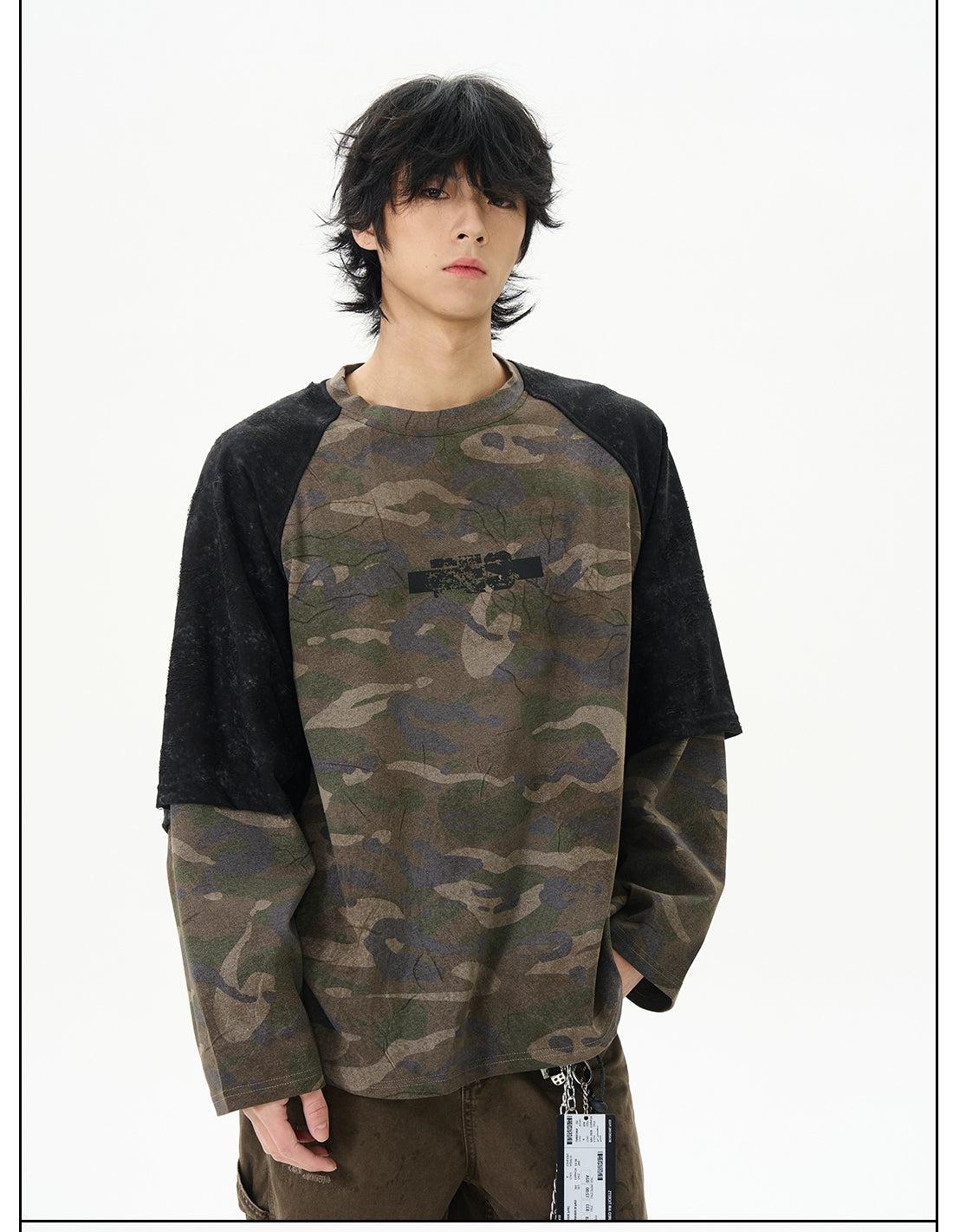 Camouflage Pattern Long Sleeve T-Shirt Korean Street Fashion T-Shirt By 77Flight Shop Online at OH Vault